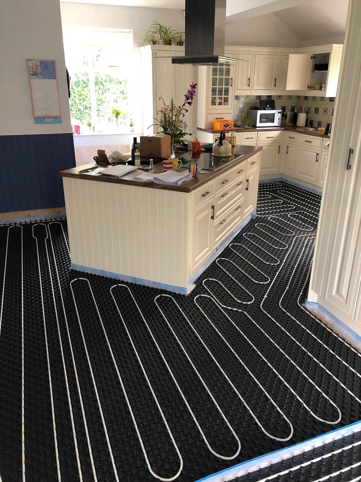 nu-heat underfloor heating installation in renovated kitchen by Parkstone Yorkshire