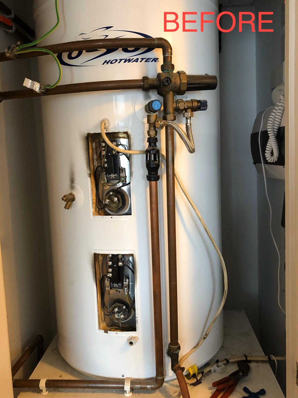 Faulty unvented cylinder causing damage to property