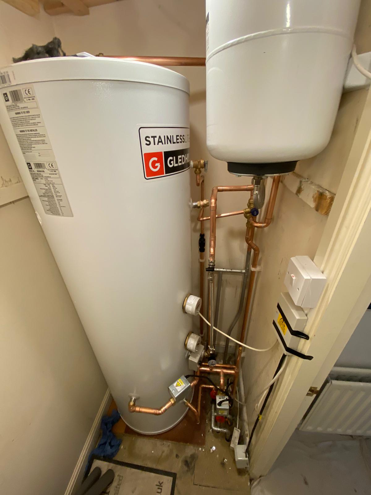 Boiler and cylinder upgrade gledhill unvented hot water installation