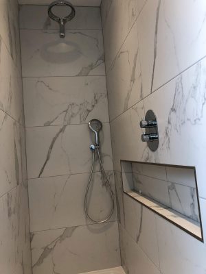 walk behind shower installation