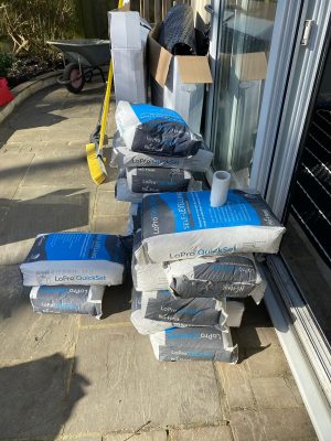 Nuheat LoPro Max stack of quick drying screed bags