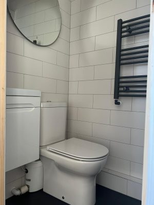 Create an ensuite space saving macerator toilet